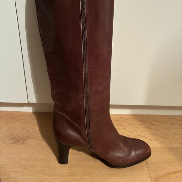 Designed by Mima, Women's Brown Leather Heeled Boots - Picture 3 of 8